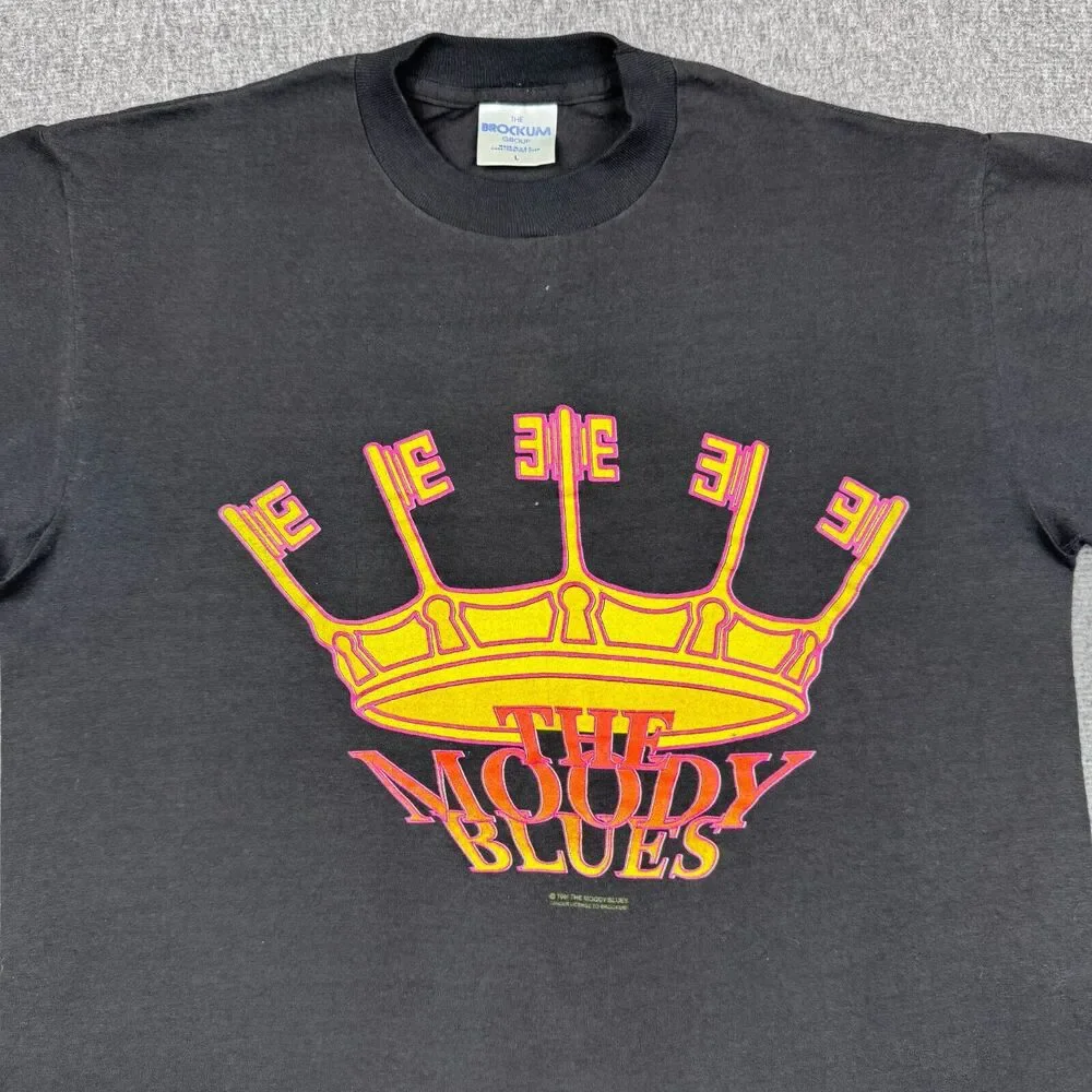 Vintage The Moody Blues T-Shirt Men's Large‎ Black Tour Of The Kingdom Rock 90s